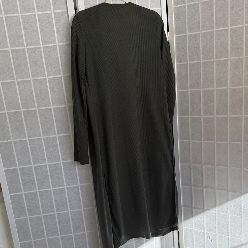 Tickled Teal Dark Green Open Front Cardigan - Picture 3 of 5